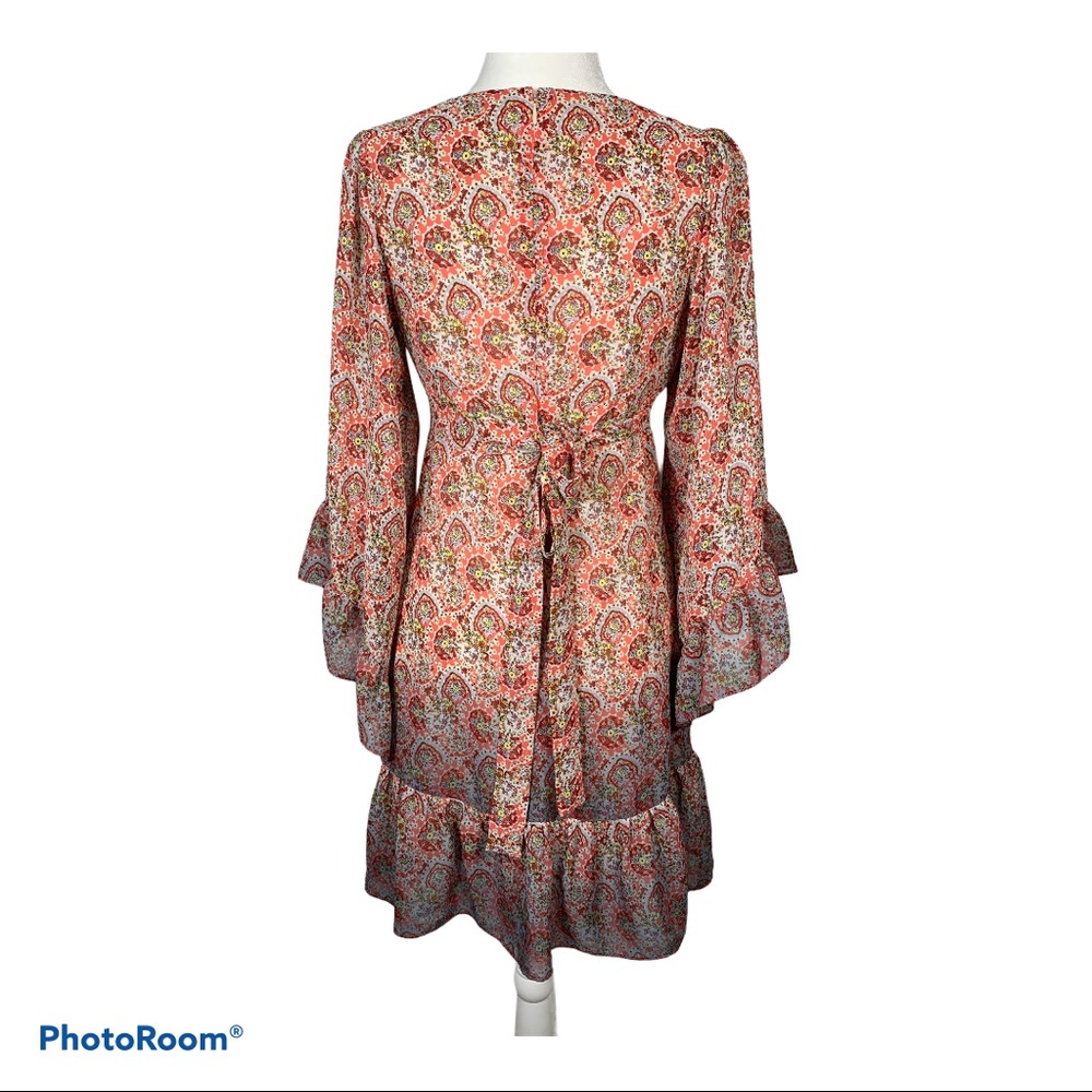 Betsey Johnson Pink Paisley Boho Mini Dress Flutter Sleeve Cottagecore 4 - Picture 8 of 9